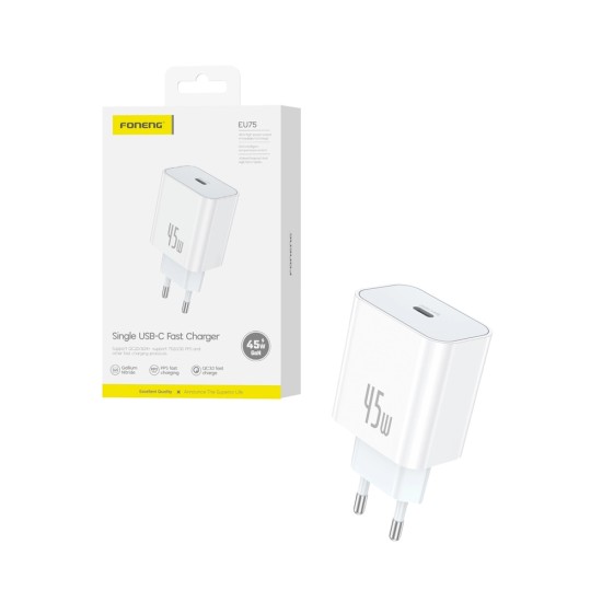 Foneng Adapter EU75 Type-C PD 45W GAN White
